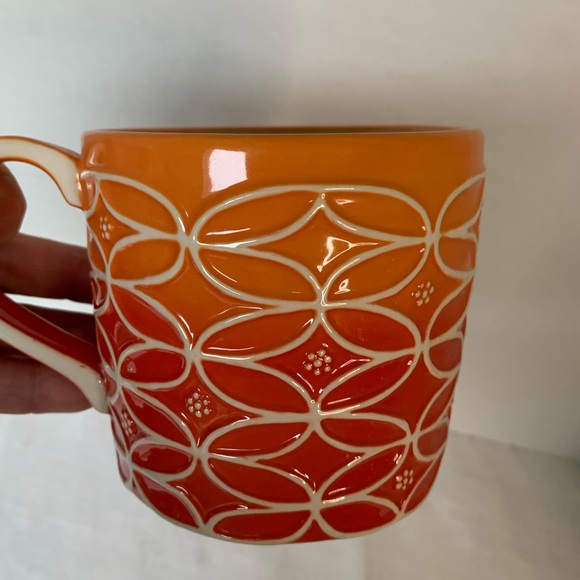 STARBUCKS | Embossed Orange and Red Mug / Cup - Picture 2 of 8